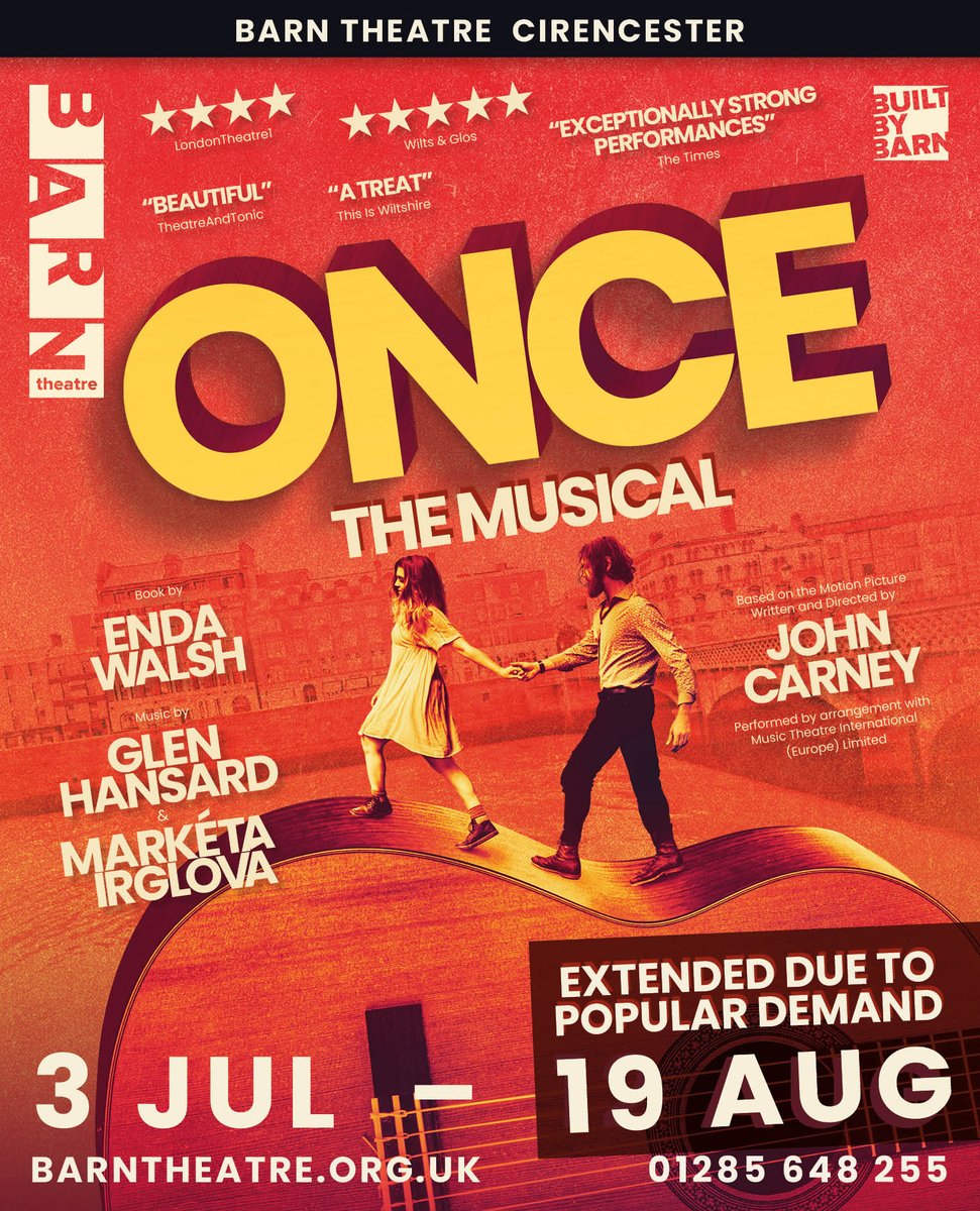theBarnTheatre's tweet photo. By popular demand, Once the Musical has extended its run to the 19th of August!
Our fabulous Musical Director,  Alex Turney, will take over the role of Andrej from Harry Curley from 14th August.
Book Now: https://t.co/xYknuPspCK https://t.co/mbW8eQlars