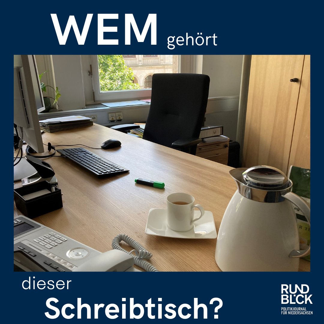 Rundblick_NDS's tweet photo. Regierungschef, Landtagspräsidentin, Ministerin oder Minister? Wem gehört dieser Schreibtisch? 

Hier ein Hinweis aus der Pressestelle: „Auf dem Schreibtisch dürfen auf keinen Fall eine Kanne mit grünem #Tee und ein grüner #Textmarker fehlen.“

#quiz #schreibtisch https://t.co/Cmz5QO3pBF