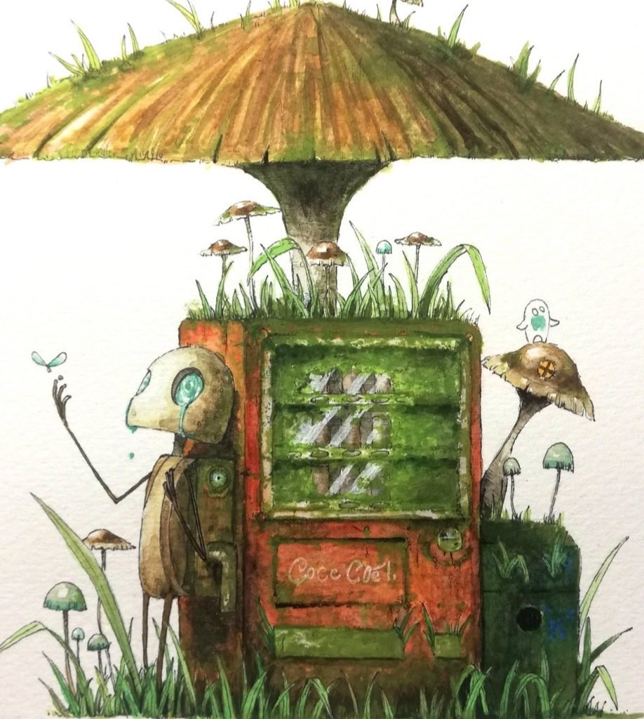 no humans grass mushroom flower tree bug painting (medium)  illustration images
