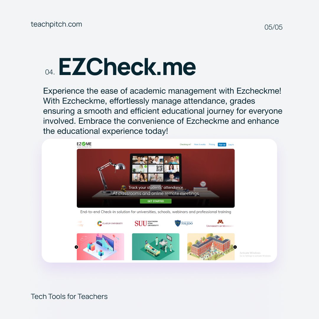 teachpitch's tweet photo. 4. Experience the ease of academic management with @EZCheckMe 🚀 https://t.co/DqZJCopa6W