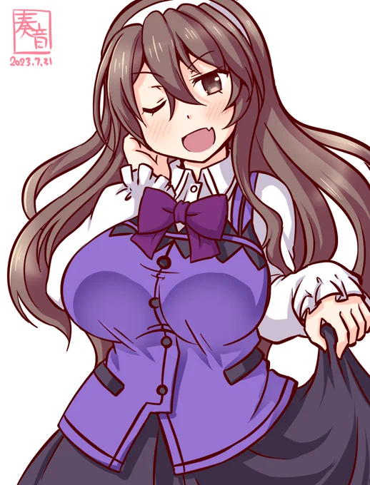 「これは良いわね…みなぎってきたわ…!」  #艦これ版真剣お絵描き60分一本勝負_20230731 #足柄