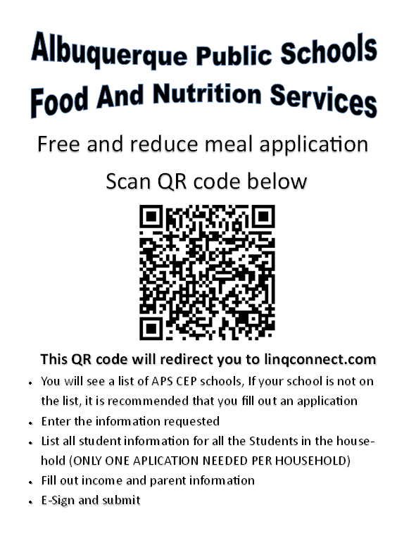 All students will receive one free breakfast and one free lunch daily. But for funding purposes we have been asked to have families complete the application. One per family. If students bring their lunch from home and do not have anything to drink, milk can be purchased for $0.40