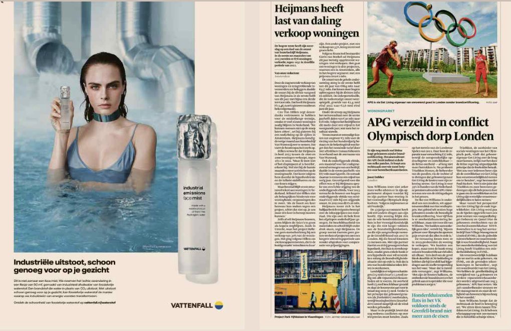 OlympicHomes_AG's tweet photo. International coverage of our plight… @getliving 

Thanks to @joostdbr &amp; @FD_Nieuws 

#BuildingSafetyCrisis #EndOurCladdingScandal https://t.co/HFKU7AwhCv