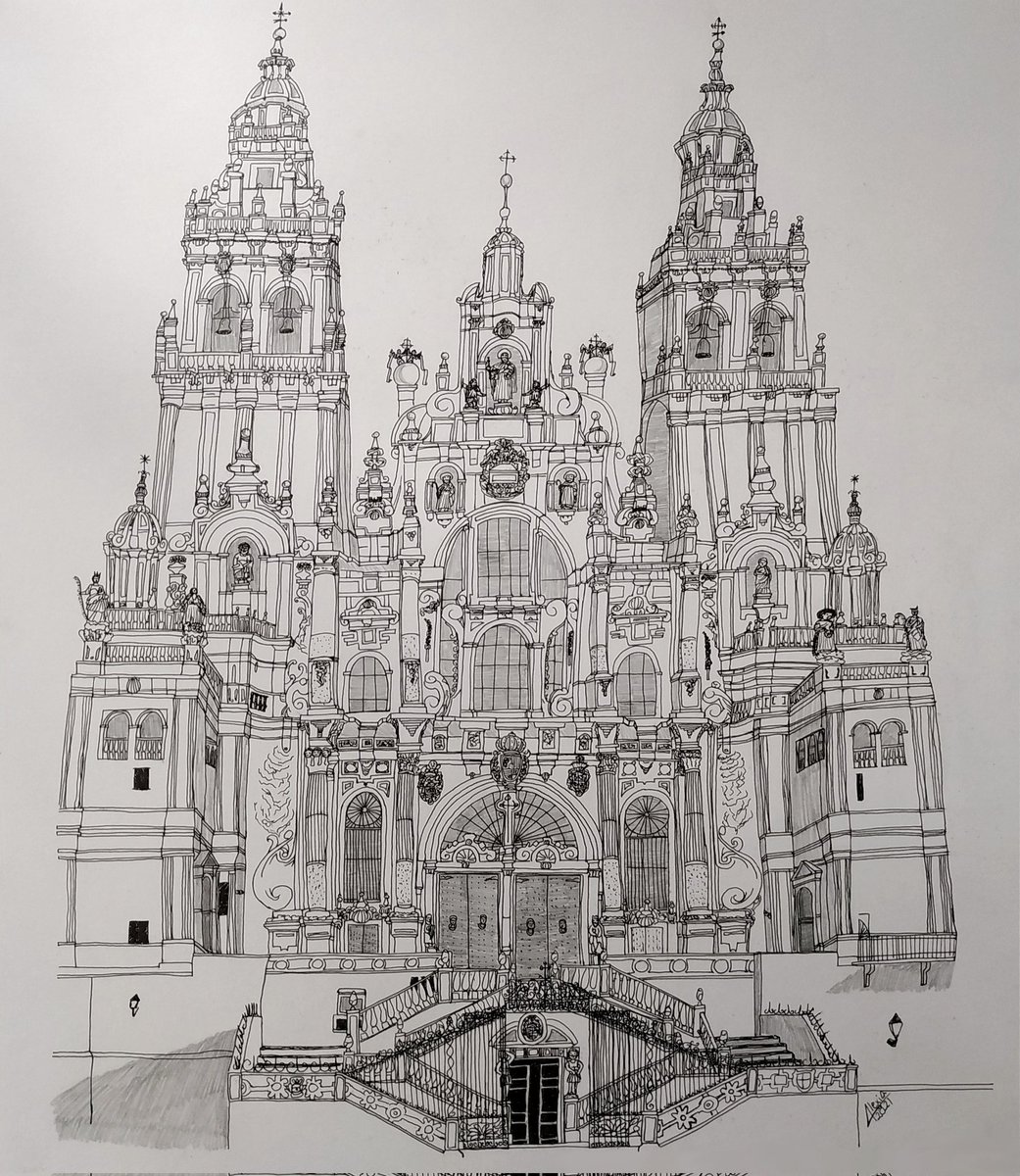 Alexiartdesign's tweet photo. Catedral de Santiago de Compostela ⚜️
.
.
.
.
.
.
.
.
.
.
#retrato #dibujorealista #sketching #sketch #illustrator #traditionalart #art #realistdrawing #realisticart #dibujo #drawing  #traditionaldrawing #illustration #draw #realista #realistic #catedraldesantiago #obradoiro https://t.co/L25owTFhVi