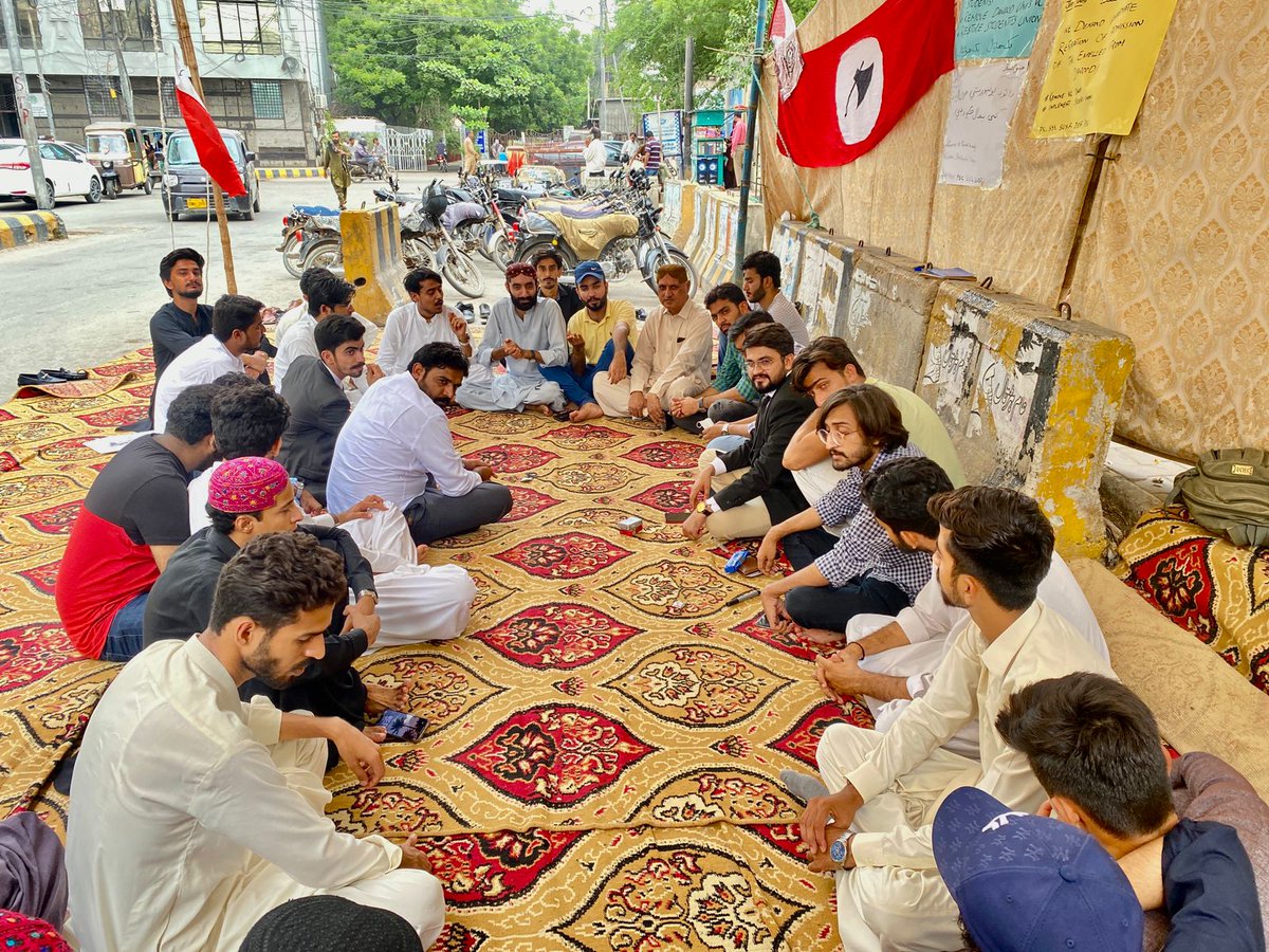 Students of Dawood University, as well as various progressive organisations, including PrSF continue their hunger strike against the restoration of students for the second day.