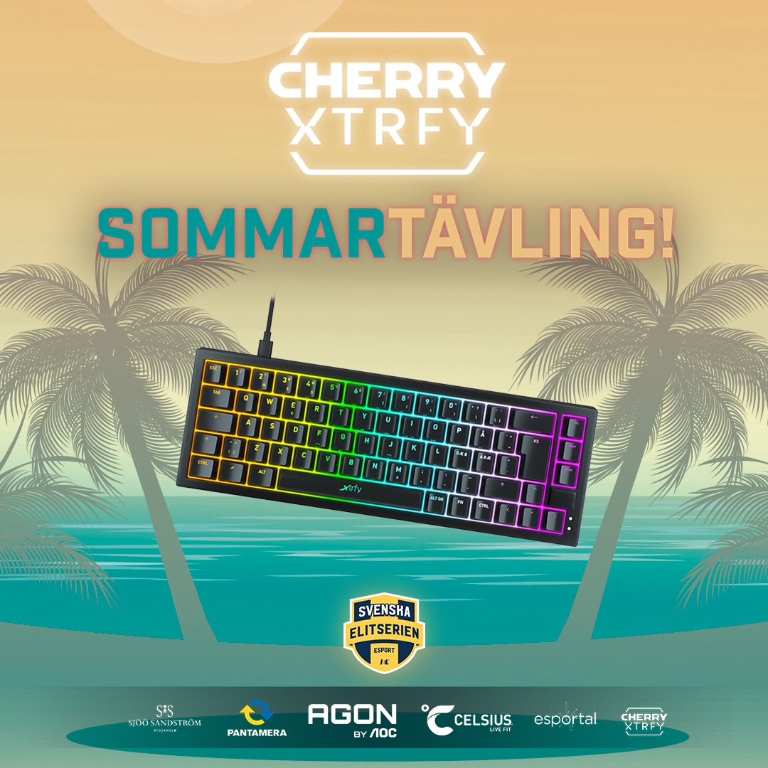Sommartävling med <a href="/cherryxtrfy/">CHERRY XTRFY</a> 🌞

Nu har du chansen att vinna ett K5 RGB Compact tangentbord 😍🎉

Delta
☑️ Följ oss och <a href="/cherryxtrfy/">CHERRY XTRFY</a> 
☑️ Gilla och retweeta
☑️ Tagga en vän 

Fullständiga regler hittar ni på secsgo.se/tavla/