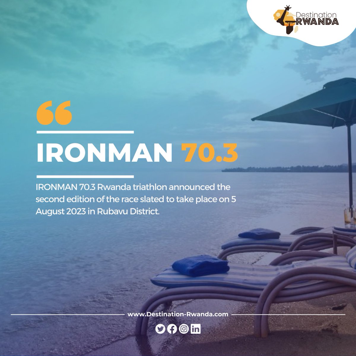 We are thrilled to welcome all athletes and fans to Rwanda, in a couple of days, for the
second edition of the IRONMAN 70.3, taking place in Rubavu. #ironmanrwanda #visitrwanda #anythingispossible #destinationrwanda #travel
#travelling #beach #sunset #triathlon #holiday #style