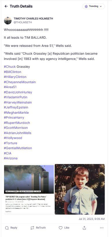 truthseekerrose's tweet photo. Whooooaaaaaahhhhhhhh !!!!!
It all leads to TIM BALLARD.
#CheyenneMountain
#Area51
#DavidJohnHurley
#VladamirPutin
#HarveyWeinstein
#JeffreyEpstein
#MeghanMarkle
#PrinceHarry
#RupertMurdoch
#ScottMorrison
#AdrianJohnWells
#Hollywood
#Torture
#GentialMutilation
#CIA
#Arizona https://t.co/yg8sdFNXel