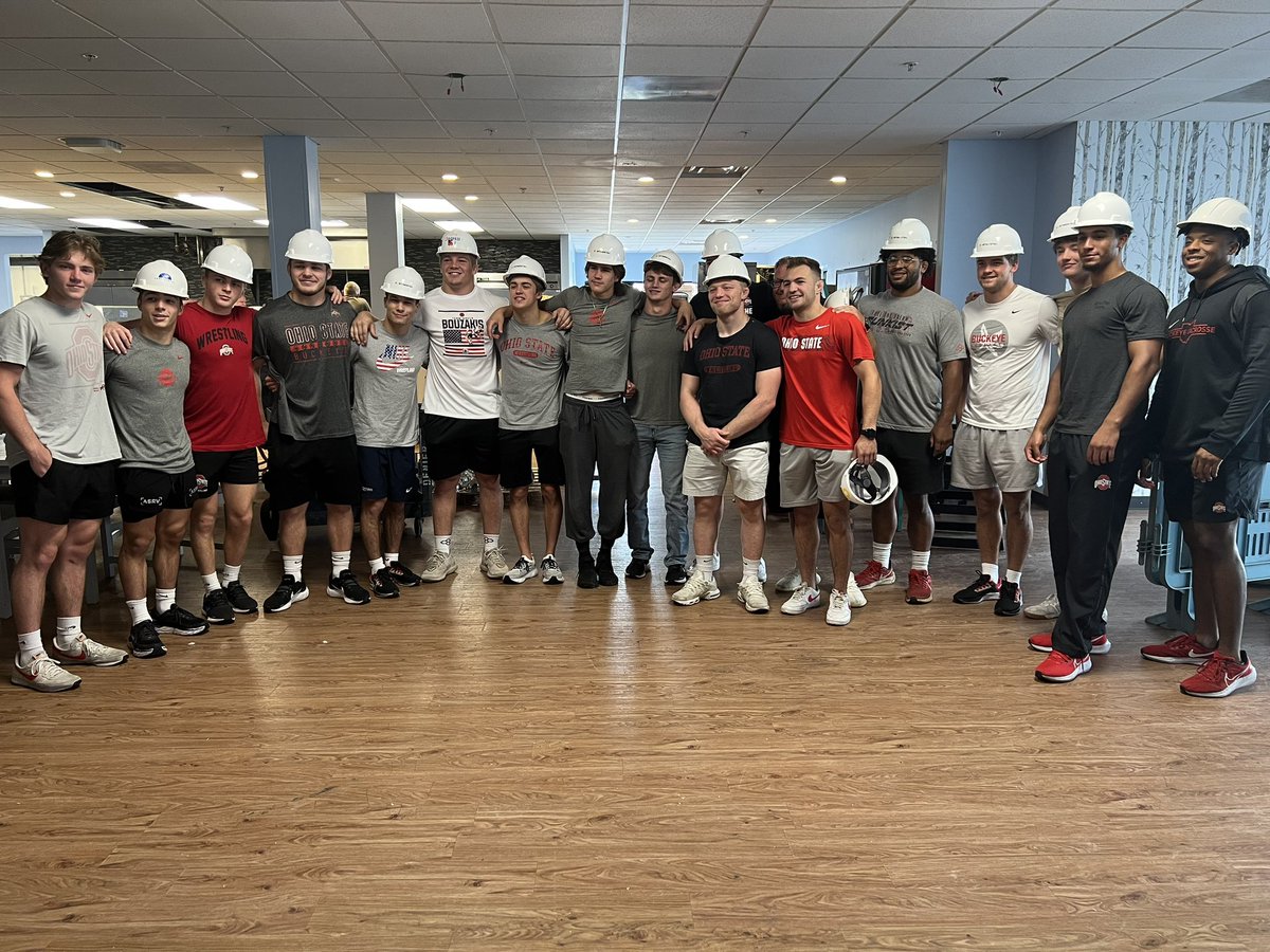 Members of the Wrestling and Men’s Lacrosse teams helped out with construction of the new Ronald McDonald House in downtown Columbus Monday. #GoBucks
