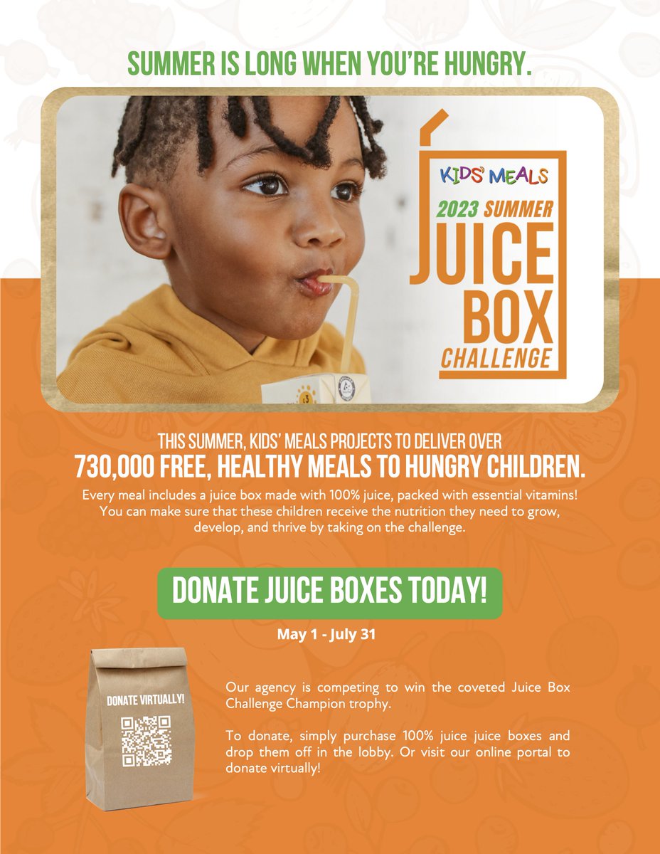 Last day to join TMC in the Kids' Meals Summer Juice Box Challenge! Donate online or drop off at Landmark Cafe or Waterside Food Hall. Together, let's end childhood hunger in Houston. Your support makes a lasting impact! #KidsMealsChallenge #TMCCommunity yougivegoods.com/drive/view/281…