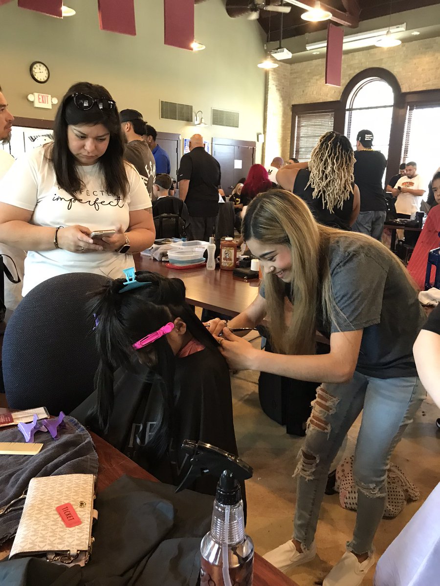 CurlyQsJHS's tweet photo. Back to school “cutz 4 kidz” was a good time! Proud of our JHS cosmos volunteering their time and talents https://t.co/N9Mx1hQ5U5