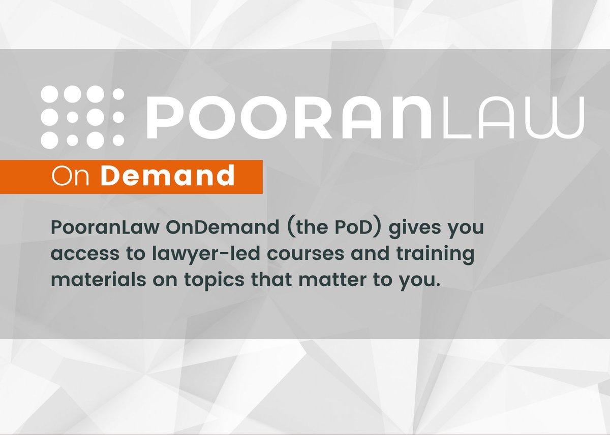 PooranLaw OnDemand is now live! The #POD gives you access to lawyer-led courses &amp; training materials on topics that matter to you at affordable rates. First up: Transitioning to #ONCA. Unlock the 50-min primer course here: rb.gy/szxoa #WelcomeToThePod