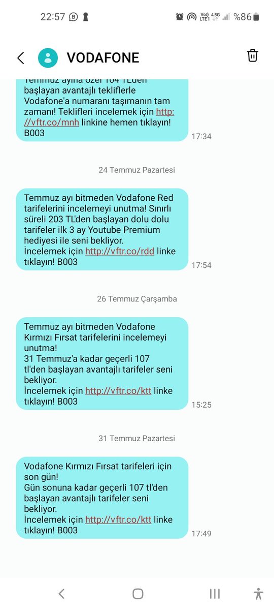 emir_civas's tweet photo. @VodafoneDestek yok siz gram akillanmazsiniz aradiniz bir daha vodafone'dan sms gelmeyecek dediniz hala sms geliyor.
merak ediyorum gram beyin mi yok? yoksa sistemleriniz cidden bir sms v.tabanini yonetemeyecek kadar boktan mi? (birde musteriniz olsam intihar ederdim herhalde. adamsin @Turkcell) https://t.co/6LnKHrzfFI