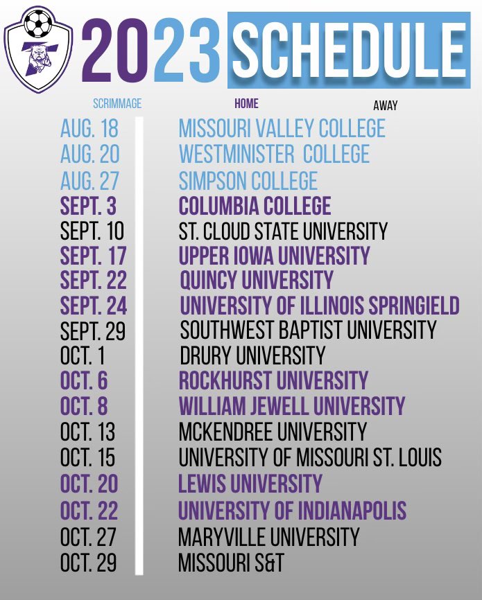 Your men’s soccer fall schedule!! ⚽️💜