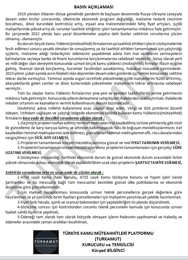 #SicilAffı #Teminatİadesi #SüreUzatımı
<a href="/RHisarciklioglu/">Rifat Hisarcıklıoğlu</a> başkanım  biz #kamumüteahhidi firmaları her ne kadar #insaatiscisi bulamasak da istihdam sağlamaya devam etmek istiyoruz <a href="/RTErdogan/">Recep Tayyip Erdoğan</a> <a href="/_cevdetyilmaz/">Cevdet Yılmaz</a> <a href="/memetsimsek/">Mehmet Simsek</a>
<a href="/mehmetozhaseki/">Mehmet Özhaseki</a> <a href="/tuzcuoglurefik/">Refik TUZCUOĞLU</a>