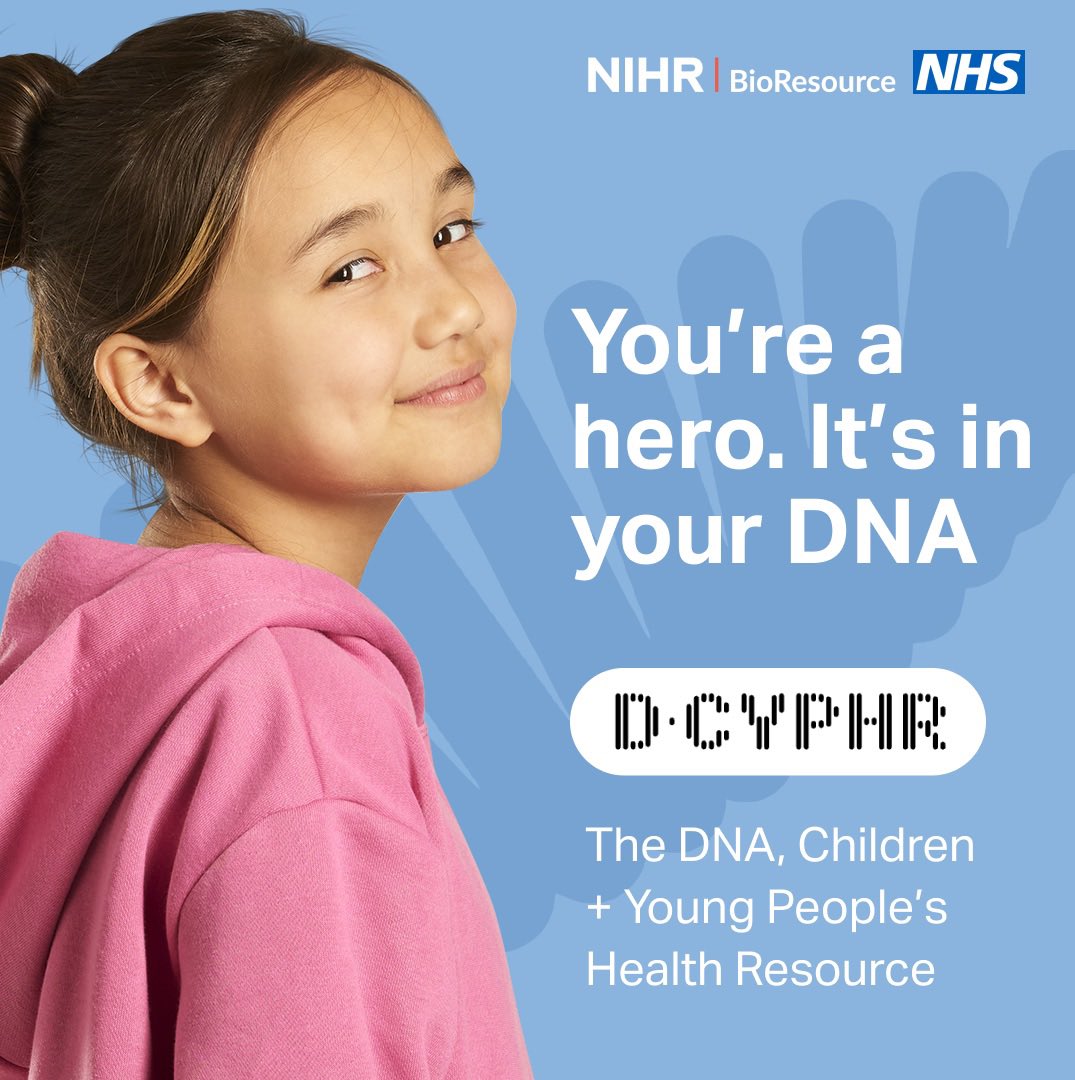 Have you heard about the new health research movement for ages 0-15?

Called D-CYPHR, it will help pioneer new treatments for millions of people by helping unlock the power hiding in DNA

Any child in the UK can help👇
bit.ly/dcyphr 

Please RT to help raise awareness