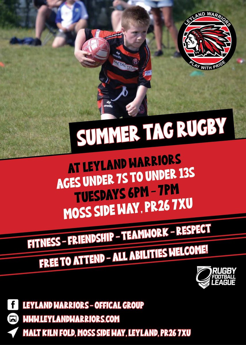 LWRC1993's tweet photo. Free summer tag rugby.

Come down and give it a try

#RugbyLeague @RLLancsDev https://t.co/OEP4TKHWTo