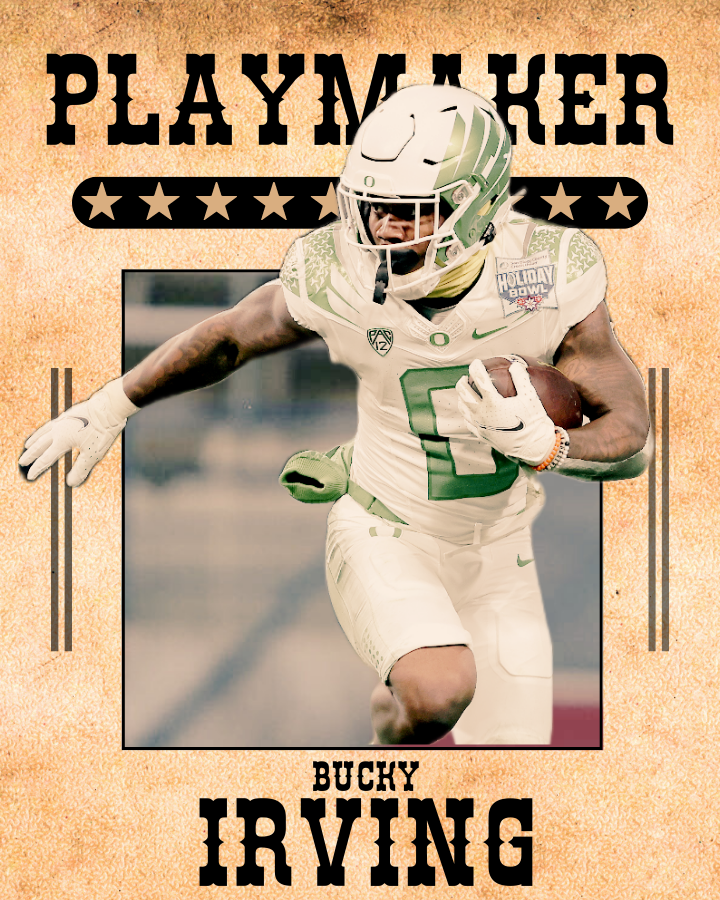 JoeBrobackCFB's tweet photo. Part 11 in my #CFBPlaymakers
@oregonfootball RB Bucky Irving
Oregon continues the tradition of producing some of my favorite backs in college football. Irving took a chance on himself by transferring and it paid off. Big year for him coming. https://t.co/K9ilFZZ3Ru