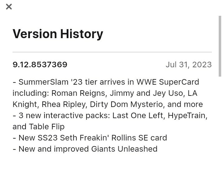 WWE_SCCommunity's tweet photo. The New Tier (SS23) update is now out on iOS!

Credits: @PyroVision420

#WWESuperCard | #SS23 | #AppUpdate | #NewTier https://t.co/wsNfbkFeLa