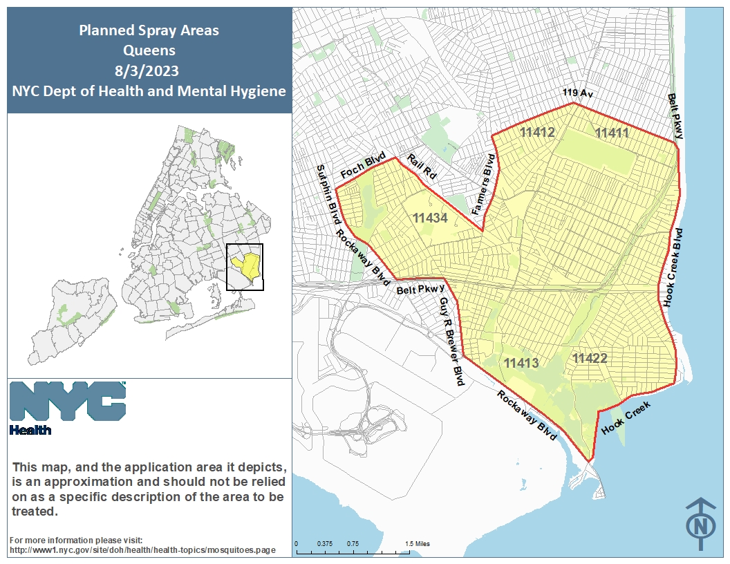 To reduce mosquito activity and the risk of West Nile virus, we will be treating areas of Queens on Thursday, August 3, between 8:30 p.m. and 6:00 a.m. the following morning: on.nyc.gov/43RDKMJ
