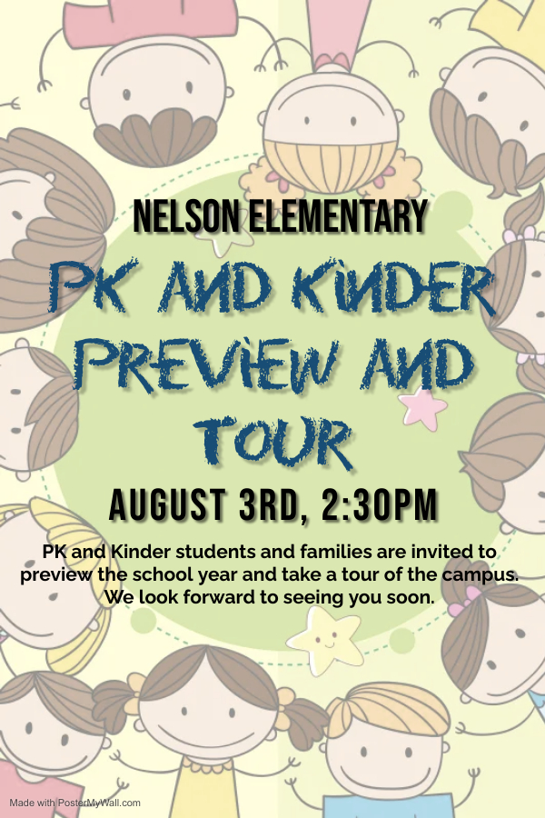 NelsonParents's tweet photo. See here for Kinder &amp; PK Preview Tour! 
We are excited to start a new year with y'all!
@NelsonAlvinISD https://t.co/BAqdrIqXna