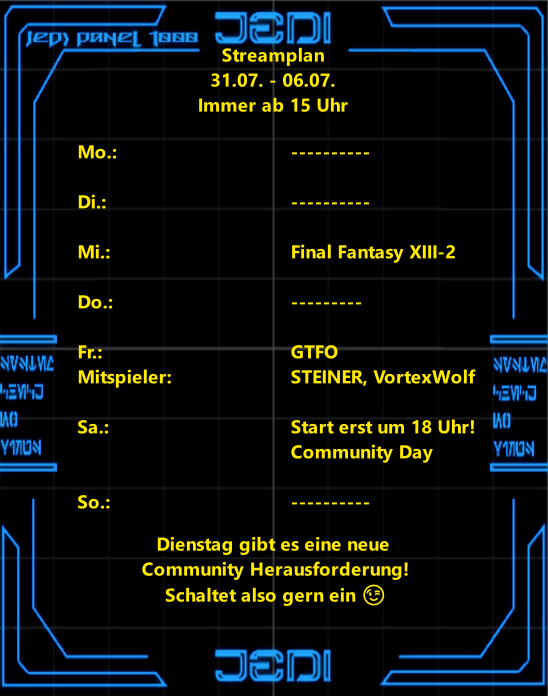 Ein neuer Streamplan ist aufgetaucht!😅

twitch.tv/lordcroppe 

#TwitchDE #nerd #StarWars #GermanMediaRT #gamer #Psyche #depression #Pride #LGBTQIA 
<a href="/starwars/">Star Wars</a> #GTFO <a href="/GTFOthegame/">GTFO | 10 Chambers</a> <a href="/SquareEnixDE/">Square Enix DE</a> <a href="/SquareEnix/">Square Enix</a>