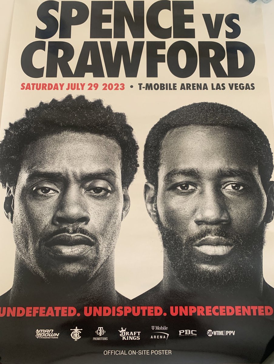 SPENCE-CRAWFORD GIVEAWAY 🎁 

🥊 Following Saturday night’s historic undisputed #SpenceCrawford bout I have two official fight posters to giveaway. 

Just drop me a follow and retweet this post and I will chose the winners on Friday.

Good luck all! 🤞 

#Boxing