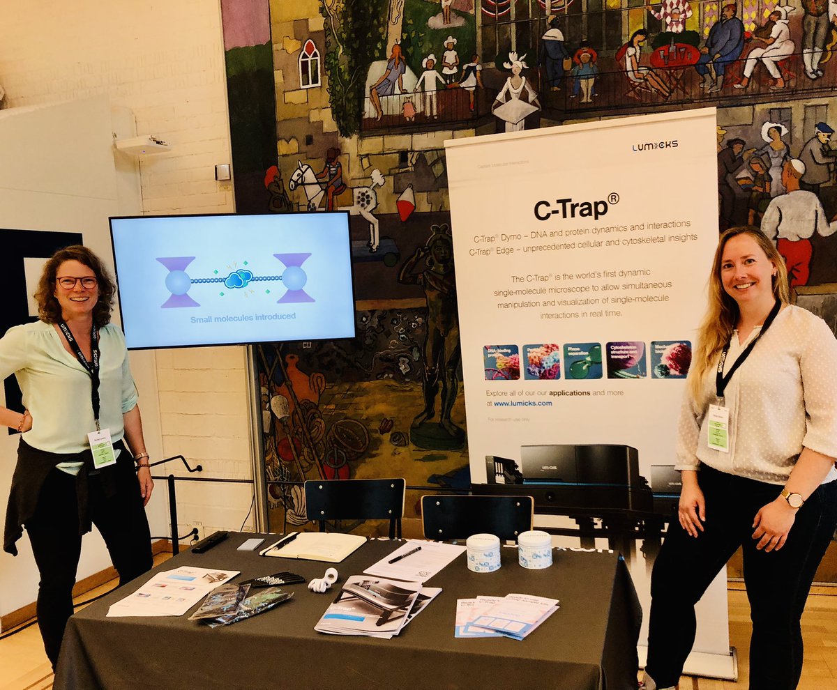 Emma and I are happy to be at #EBSA2023 and have so many curious scientists passing by our booth #14 ! This is fun 🤩 #lumicks #ctrap