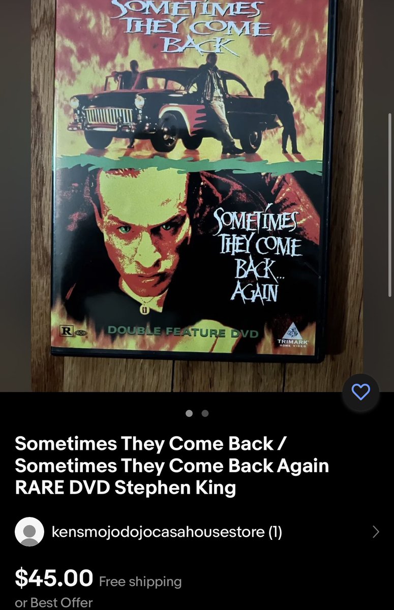 MichaelasCage's tweet photo. Sometimes They Come Back &amp; Sometimes They Come Back Again Rare DVD on sale on EBay!! Stephen King Classic https://t.co/DSyH2stCJj https://t.co/87rdqOvdJR