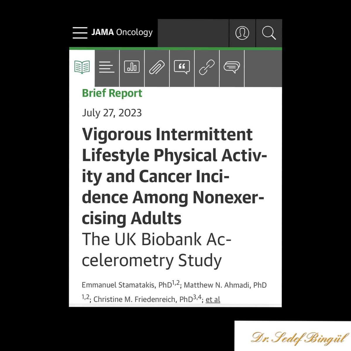 Yeni çalışma:

Günde sadece 4.5 dakikalık yoğun egzersiz, akciğer, kolon, meme kanseri gibi egzersizle ilişkili olduğu bilinen yaklaşık 13 kanser türüne yakalanmayı %32 oranında azaltıyor. 

Yoğun egzersiz olarak ev işi yapmak, hızlı yürüyüş vb. kastedildiği bildiriliyor.