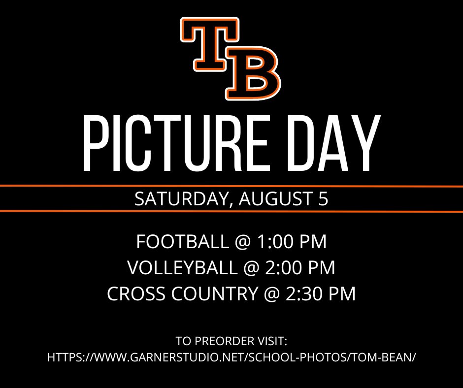 Fall sports pictures will be this Saturday, August 5. To preorder, visit the link below:
garnerstudio.net/school-photos/…