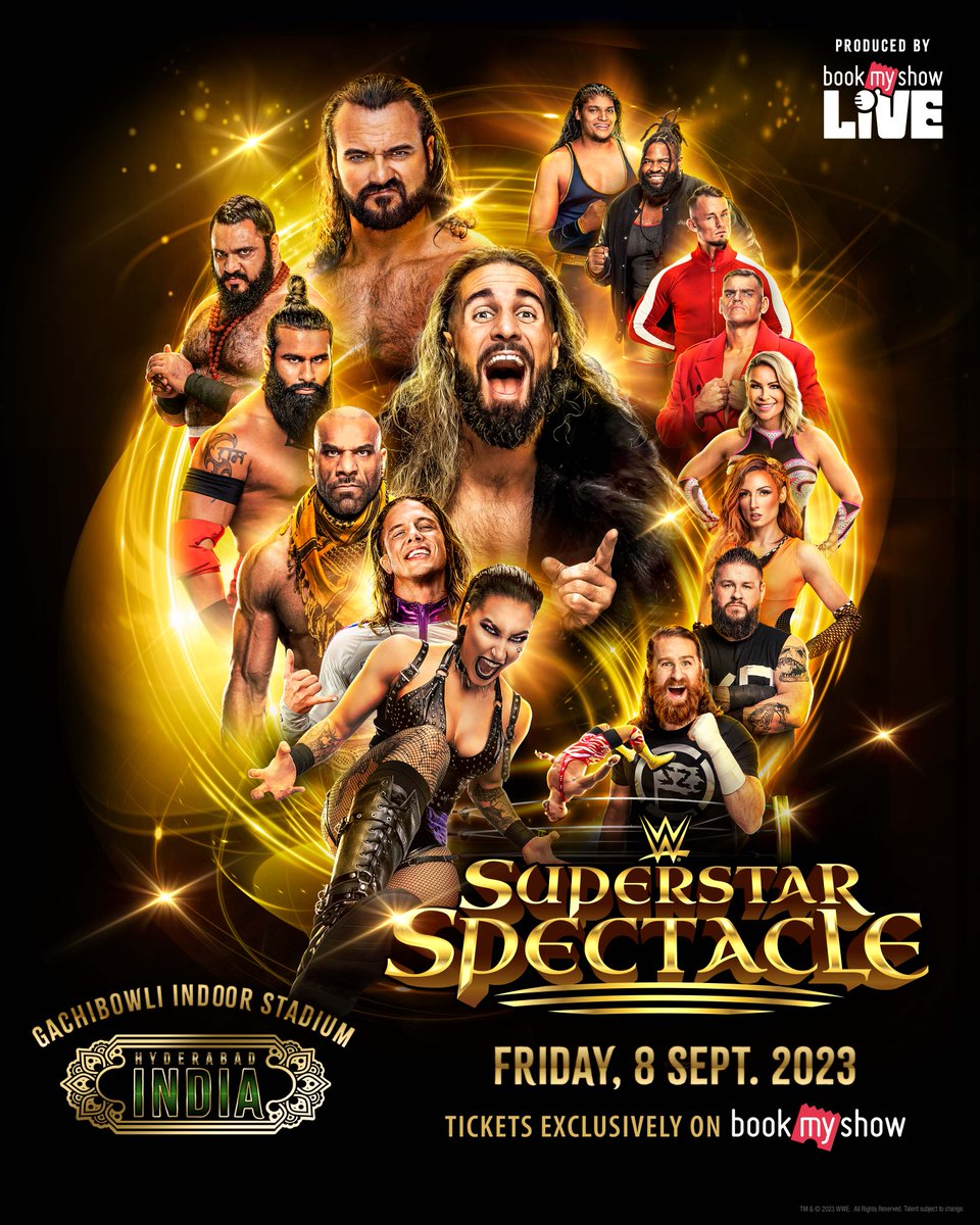 WWE's tweet image. BREAKING: WWE returns to India this September with #WWESuperstarSpectacle in Hyderabad, and tickets are available this Friday, August 4 at 12 PM IST!

Full details 👉 ms.spr.ly/60159823h
🎟️ Preregistration 👉 ms.spr.ly/6016982O6