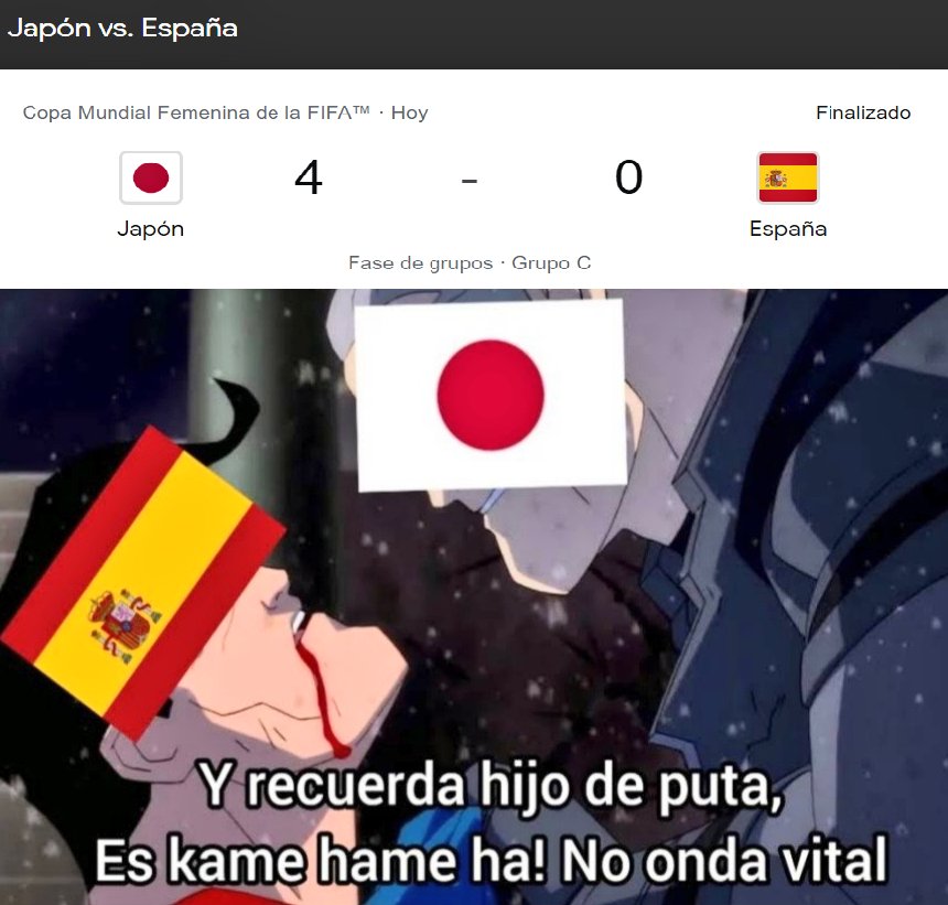 ElBotCinico's tweet photo. Igual que en Catar, Japón derrotó a España en el mundial de futbol femenino durante la fase grupos en el partido de hoy. Lo que nos da derecho a reutilizar esta joya. 🚬 https://t.co/QIKU5ewBpi
