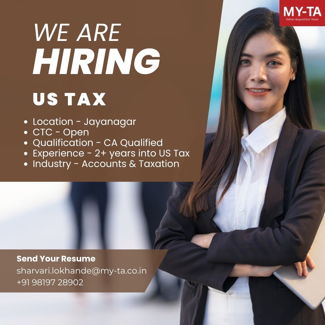 MyTalentsupport's tweet photo. Hiring US Tax in Jayanagar
Apply Now
Send your CV on :
sharvari.lokhande@my-ta.co.in
#jobalert #recruitment #field #fieldcollection #hiringalert #hiringnow #jobshunt #jobopening #job #jobseek #jobsearch #digitalmarketing #applynow #recruitment #recruiting #jayanagar https://t.co/NECvZbylz3