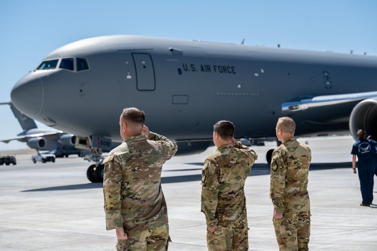 Travis60AMW's tweet photo. Our commitment to modernizing air refueling has reached new heights! Team Travis received its first KC-46A Pegasus and we feel privileged to add the Pegasus to our mobility fleet! #TrUStTravis #KC46 #AMC #AirMobility https://t.co/x0IuLFPGb8