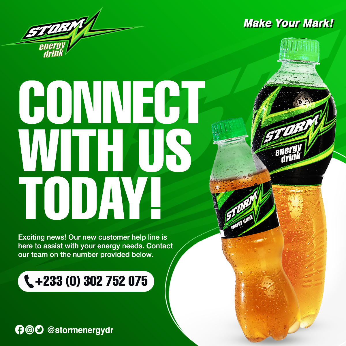 Our official customer helpline is here for all your energy needs. Contact us on +233 (0) 302 752 075 for your inquiries and orders. #UnleashTheStorm #TheX #success #motivation #BBNaija #stormenergydrink #GMB2023 #energyboost #motivationmondays