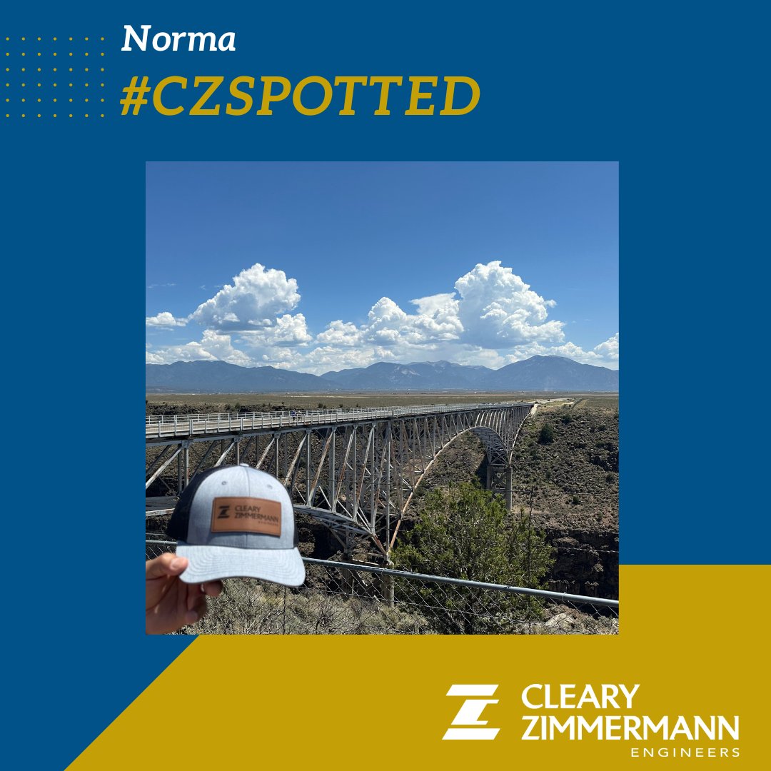 ClearyZimm's tweet image. Norma, our Talent and Culture Manager, was #CZSpotted last week at the Rio Grande Gorge Bridge in Taos, New Mexico. That's not all...she also met an *out of this world* friend in Roswell, NM!

Hope you had a great vacation, Norma!

#Clearyzimmermann #TexasEngineers