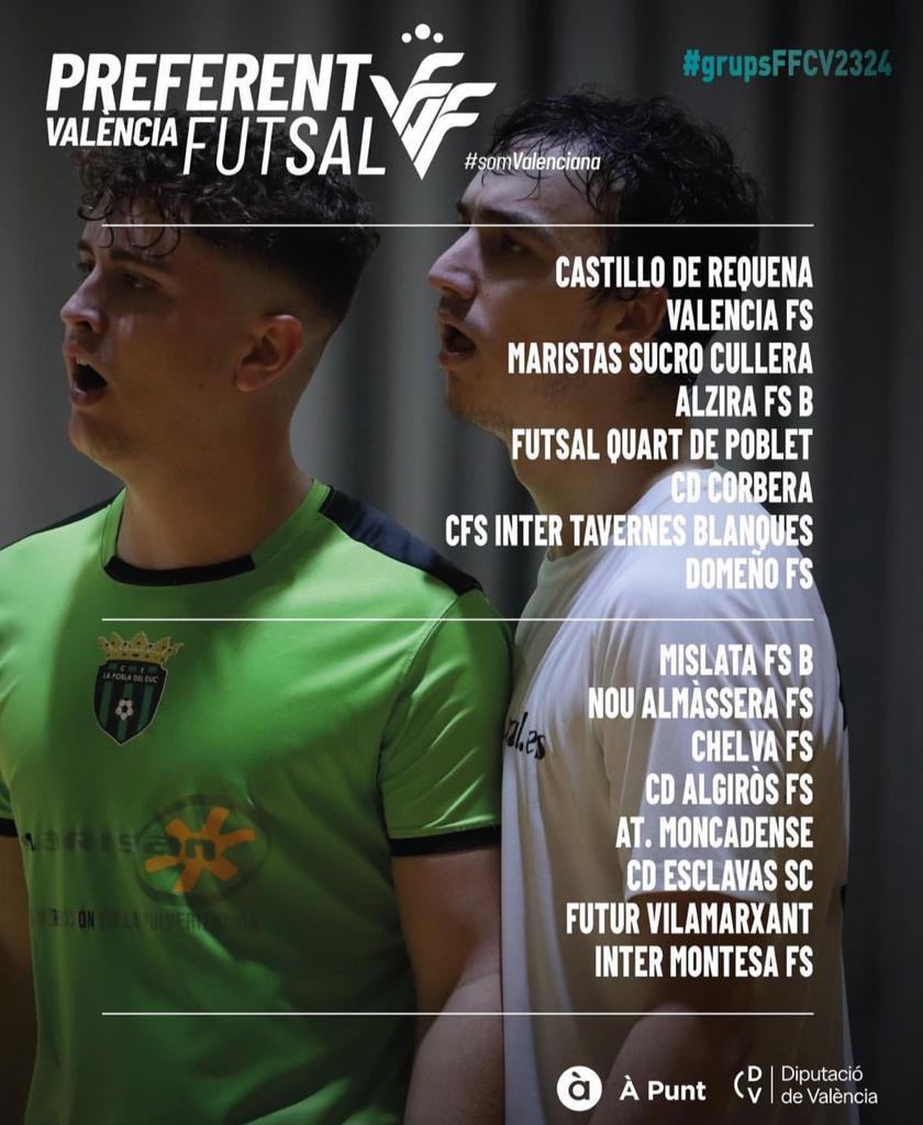 VilamarxantFSF's tweet photo. Ya tenemos grupo formado.
#preferent 
Que ganas de empezar tenemos. 💪🏼💪🏼💪🏼
#somValenciana  #grupsFFCV2324 #somfutur #123futur #futsal @apuntesports https://t.co/W93Awkr8at