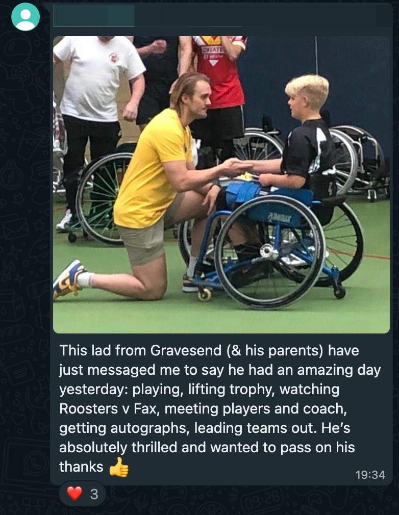 There was so much awesome talent showcased by our players yesterday at Medway Magic round, but this is even more important! 👇 

Following the profile our sport gained at @RLWC2021 last year, it’s fantastic to see the impact it continues to have on people. ❤️ ♿️ #Legacy