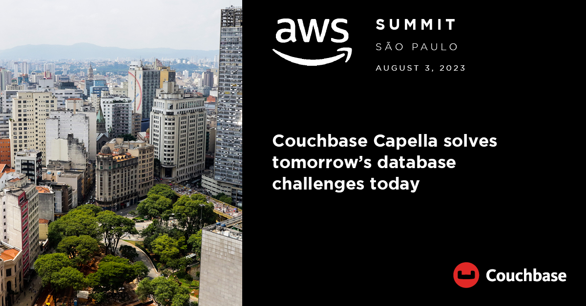 couchbase's tweet photo. 🇧🇷 Attending #AWSSummit São Paulo this week? Stop by the #Couchbase booth (B1) to meet our experts &amp; learn about Capella—our DBaaS solution on #AWS ☁️ 

See you there! https://t.co/l9Fot4kV1k https://t.co/IlkbAhU0pi