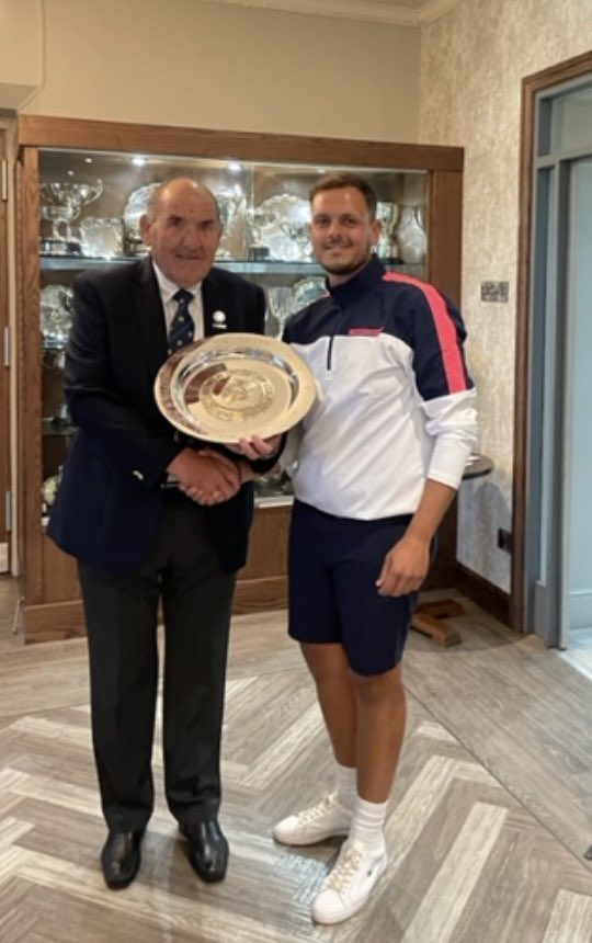 Well done to Tom Stanley from @Wathgolfclub for winning The Sheffield Plate, thanks to @hallamshiregolf for a warm welcome and thanks to Hallamshires Captain for attending the presentation Thanks to our main Sponsor Special Steel Group @YUGCUK