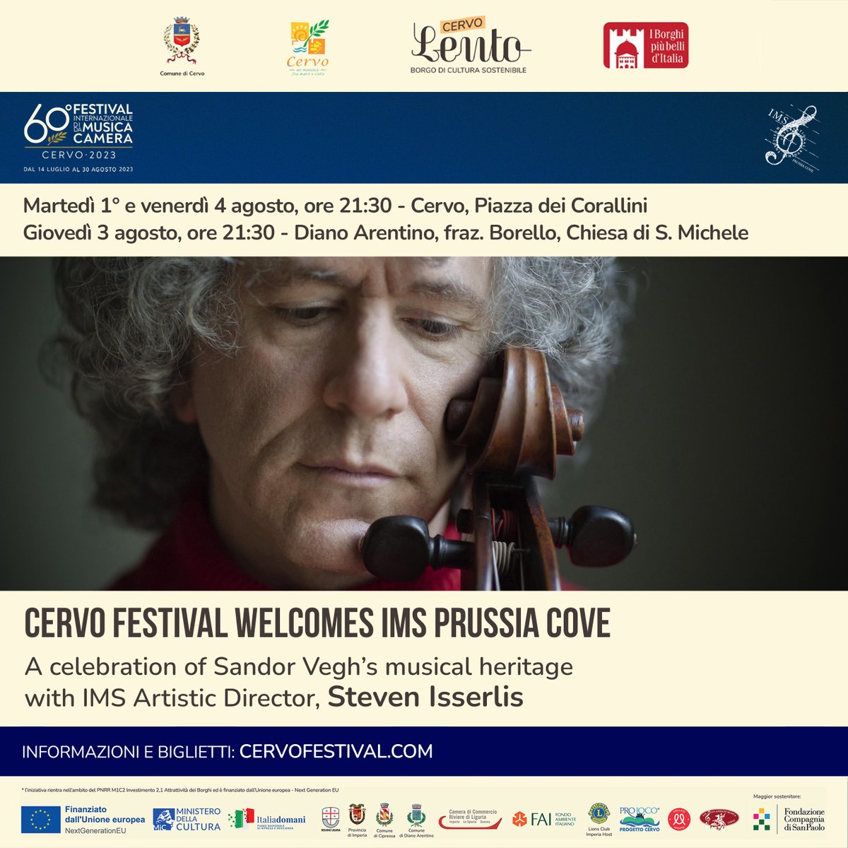Cervo Festival (@cervofestival) on Twitter photo ๐๐๐๐๐ ๐
๐๐๐๐๐๐๐ ๐๐๐๐๐๐๐๐ ๐๐๐ ๐๐๐๐๐๐๐ ๐๐๐๐
๐ ๐๐๐ฅ๐๐๐ซ๐๐ญ๐ข๐จ๐ง ๐จ๐ ๐๐๐ง๐๐จ๐ซ ๐๐๐ ๐กโ๐ฌ ๐ฆ๐ฎ๐ฌ๐ข๐๐๐ฅ ๐ก๐๐ซ๐ข๐ญ๐๐ ๐ ๐ฐ๐ข๐ญ๐ก ๐๐๐ ๐๐ซ๐ญ๐ข๐ฌ๐ญ๐ข๐ ๐๐ข๐ซ๐๐๐ญ๐จ๐ซ, <a href="/StevenIsserlis/">Steven Isserlis</a>
1, 3, 4 agosto
#Cervo - Diano Arentino ๐๐๐๐๐ ๐
๐๐๐๐๐๐๐ ๐๐๐๐๐๐๐๐ ๐๐๐ ๐๐๐๐๐๐๐ ๐๐๐๐
๐ ๐๐๐ฅ๐๐๐ซ๐๐ญ๐ข๐จ๐ง ๐จ๐ ๐๐๐ง๐๐จ๐ซ ๐๐๐ ๐กโ๐ฌ ๐ฆ๐ฎ๐ฌ๐ข๐๐๐ฅ ๐ก๐๐ซ๐ข๐ญ๐๐ ๐ ๐ฐ๐ข๐ญ๐ก ๐๐๐ ๐๐ซ๐ญ๐ข๐ฌ๐ญ๐ข๐ ๐๐ข๐ซ๐๐๐ญ๐จ๐ซ, <a href="/StevenIsserlis/">Steven Isserlis</a>
1, 3, 4 agosto
#Cervo - Diano Arentino