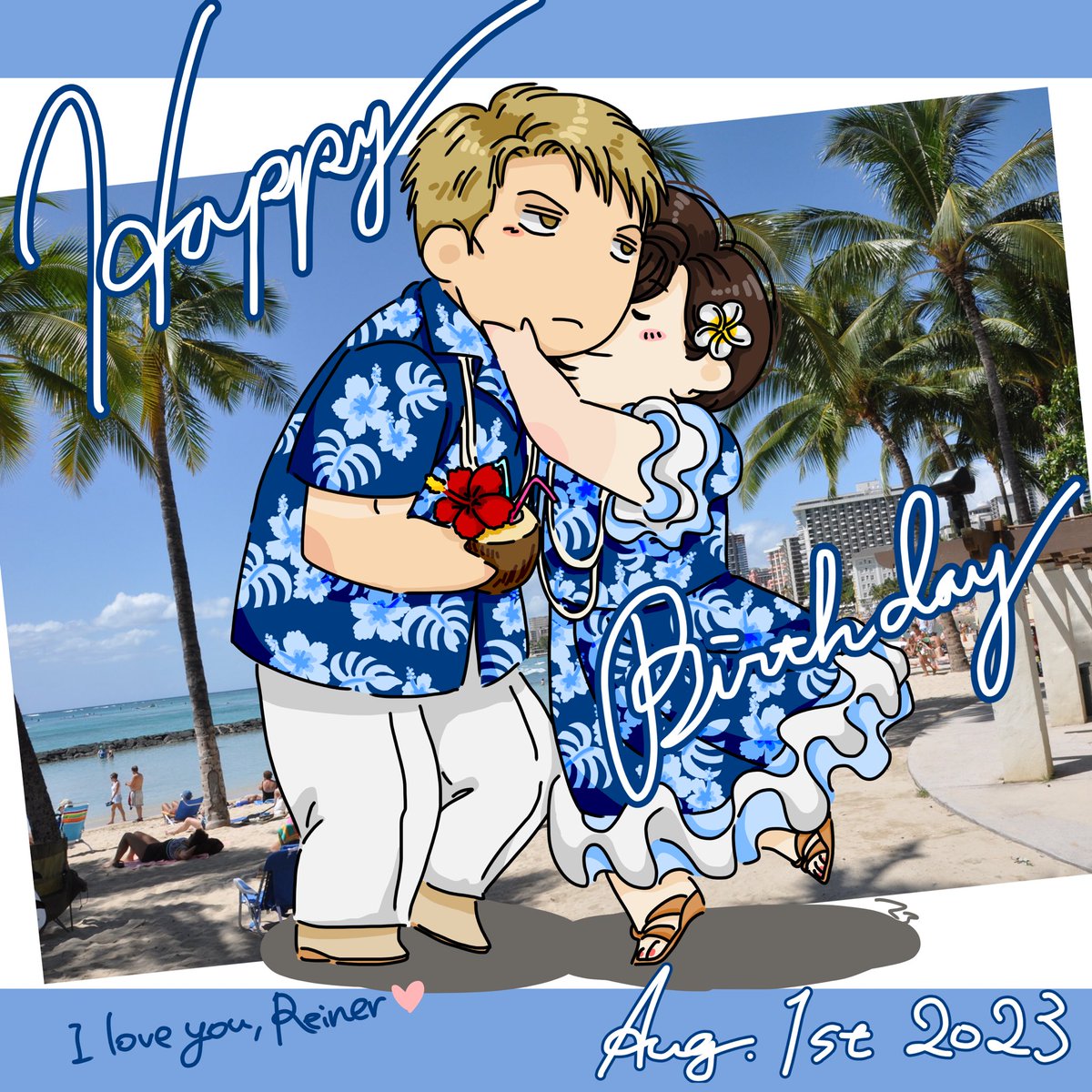 maaaaa2021's tweet photo. 誕生日おめでとう！
大好きだよ、らいなぁ😘

とにかくハワイに行きたいという絵🤣💓

スクールカースト軸 #ライマー
大学アメフト部副主将ナー×美術クラブ所属マーガレット
⚠️マーガレットはマァのオリジナルキャラです！

Happy birthday, Rein🏈r!
I love you❤️
R🏈iner × Margaret🌼 (OC) #reimar https://t.co/YR5tRZ8o02