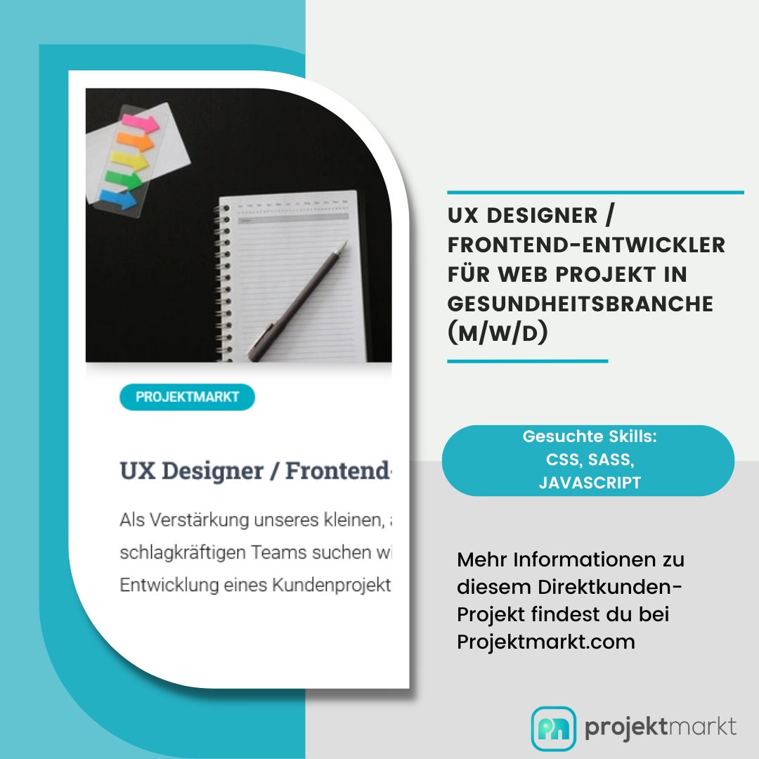 Projektmarktcom's tweet photo. UX Designer / Frontend-Entwickler für Web auf der Suche nach einem neuen Projekt? Bewirb dich über https://t.co/0ylRRWtcvh!

https://t.co/5MAd6k90OX

#CSS #SASS #JavaScript #AngularJS #vuejs https://t.co/vGfDv7dumc