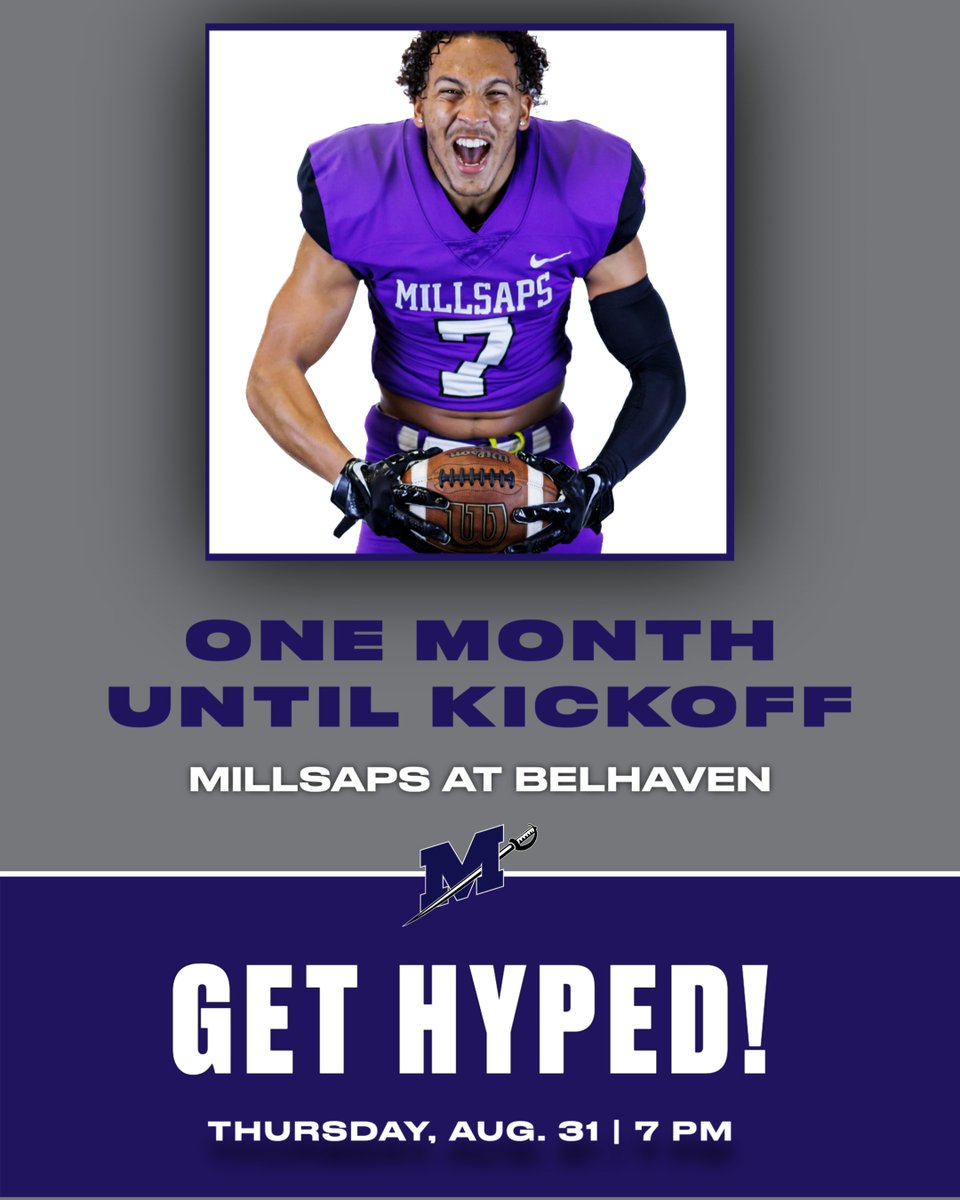 Millsaps College Athletics (@majorathletics) on Twitter photo π¨ πππ πππππ! π¨
We are one month out from kicking off the 2023 <a href="/MajorsFootball/">Millsaps Football</a> season! π€π
#GoMajors π¨ πππ πππππ! π¨
We are one month out from kicking off the 2023 <a href="/MajorsFootball/">Millsaps Football</a> season! π€π
#GoMajors
