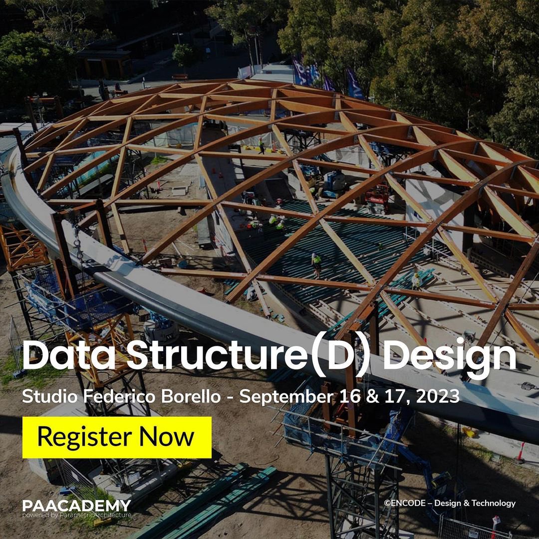 parametricarch's tweet photo. We are thrilled to announce our upcoming workshop, “Data Structure(d) Design” which will focus on designing efficient geometries while leveraging data and visualization techniques to gain insights into the structural performance. This workshop will be led by co-founder and Director of ENCODE - Design and Technology @FedericoBorello, on September 16 – 17, 2023. Register Now: Tap the 🔗 link: https://t.co/FSJum5Vtno

Participants will learn the fundamentals of parametric design, structural analysis, and optimization techniques, enabling them to create structure-aware and visually appealing architectural and engineering designs.

📑 Topic: Data Structure(d) Design
📅 Date: September 16 – 17, 2023 
🕕 Time: 12:00 – 16:00 GMT 
⚒️ Software: Rhino3D, Grasshopper3D, Karamba3D
🧑🏼‍🎓 Total Seats: 50 seats 
🛒 15% Discount for Digital Members. 

#rhinoceros3d #rhino3d #grashopper3d #parametricdesign #computationaldesign #architecturestudents #formgeneration