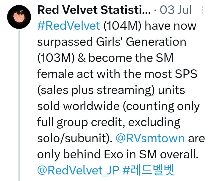 _rv_rma_'s tweet photo. Happy 9th anniversary 👑
&amp; for the 2nd most successful SM group/artist based on SPS Worldwide data, as well as the most successful SM girl group in history based on that data  ✔

#OneOfThese9thForRedVelvet
#9주년도_레드벨벳이랑_가보자9
#9thWithRedVelvet
#RedVelvet @RVsmtown https://t.co/ncdn1s3Uht