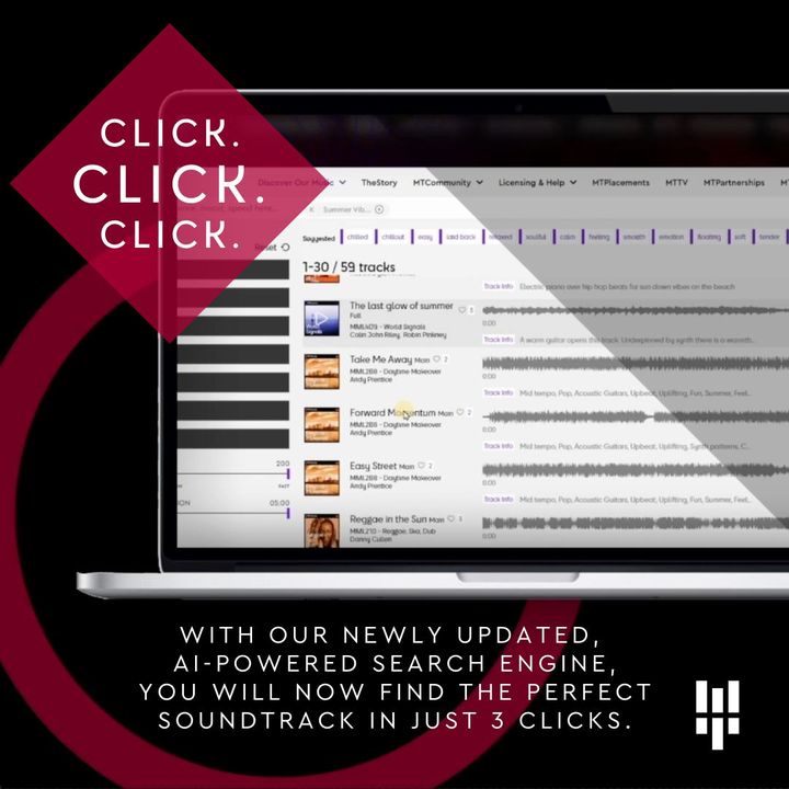 MediaTracksUK's tweet photo. ๐ต๐ Welcome to the Future of Music with our new platform! Discover the Perfect Track with Ease: Our AI-Assisted Search System makes finding the ideal track a breeze! With just 3 clicks, find the perfect match for your production #MusicProduction #SpaceForCommunity https://t.co/0ZrNv3moxM