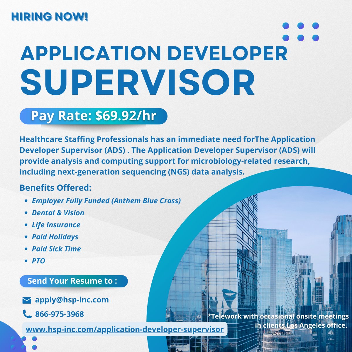 HSP_Inc's tweet image. 🚀 Calling all Application Developer Supervisors! If you're passionate about cutting-edge technology and leading a team to success, this remote opportunity is tailor-made for you. 💼 Apply now ✨
#ApplicationDeveloper #SupervisorRole #RemoteWorkOpportunity #InnovationMatters