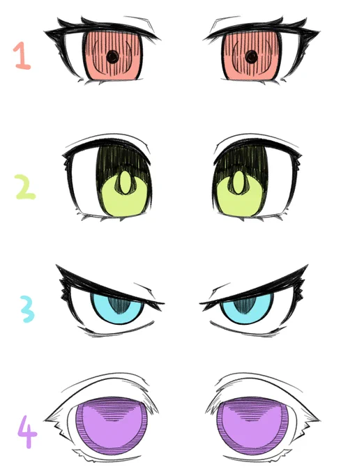 寝る前に何か絵描きたくて眼だけ先にデザインしてから一つ選んで顔キャラデしてみた